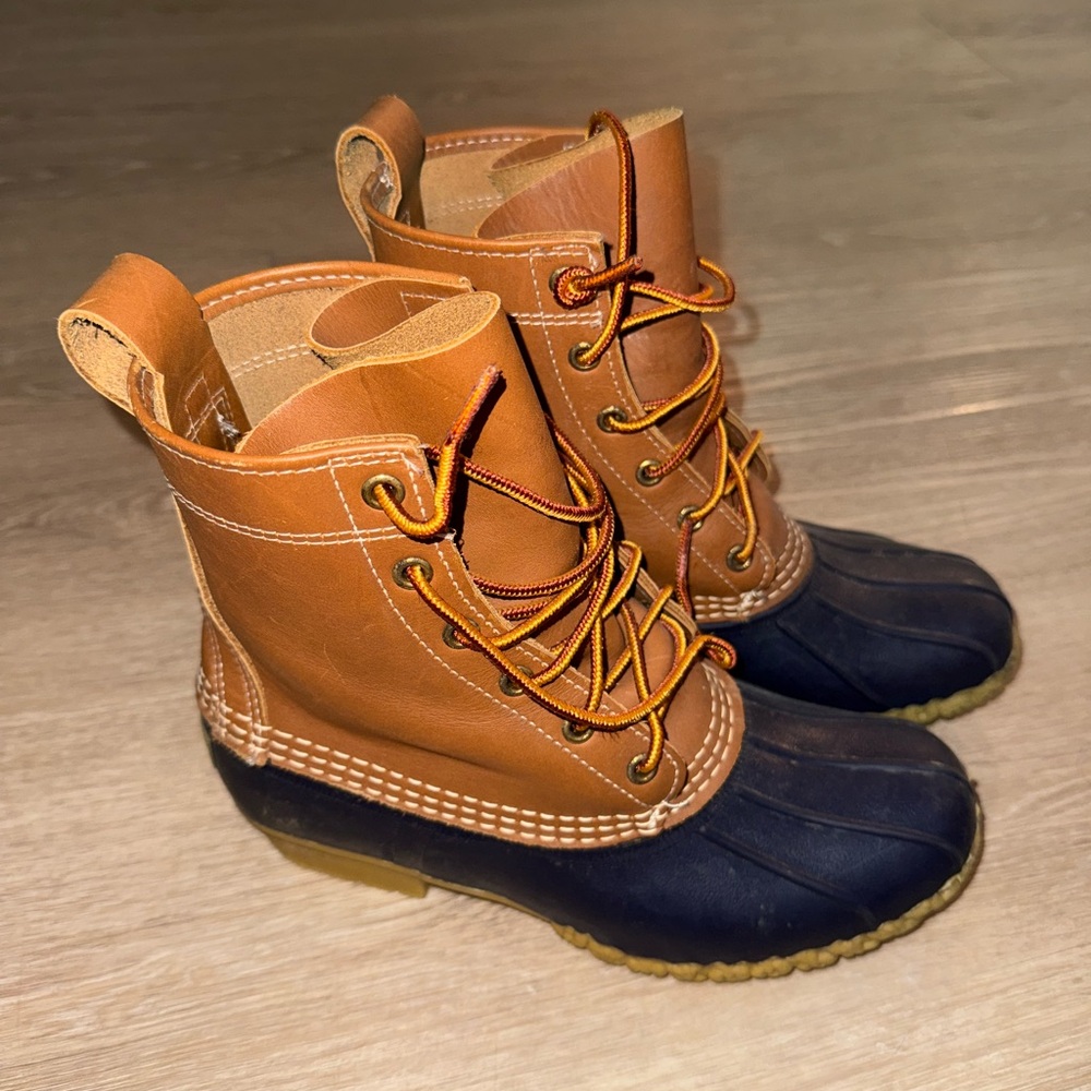 Brown and Navy Duck Boots